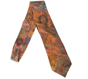 #5919 John Weitz Dusty Brown Floral Pattern Mens Necktie. Tie 56x3.75 rayon